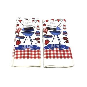 main stays lot of 2 BBQ cook out kitchen towels 15 x 25 inches in party